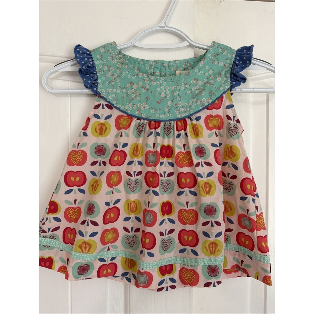 Girls Matilda Jane Apple Print Top Size 6 EUC
